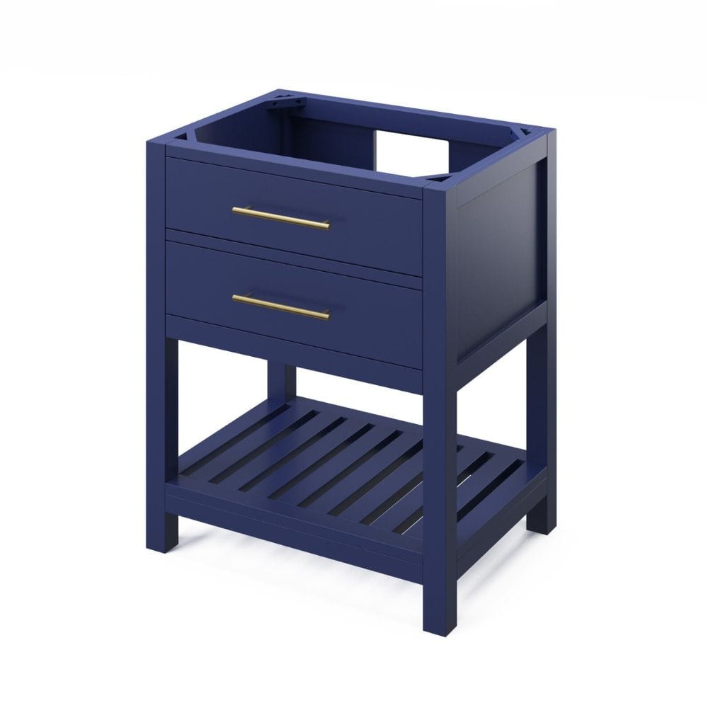 Full-extension concealed soft-close undermount slides Tipout storage with custom-sized hardwood tray plus open slatted bottom shelf for optimal storage