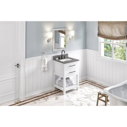 Wavecrest Contemporary White 24" Vanity, Boulder Cultured Marble Top | VKITWAV24WHBOR