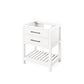 Full-extension concealed soft-close undermount slides Tipout storage with custom-sized hardwood tray plus open slatted bottom shelf for optimal storage