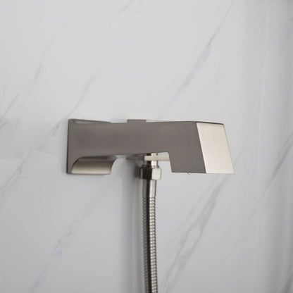 Lexora Cero Set 8" Brushed Nickel Square Rain Shower and Handheld | LSS12011BN