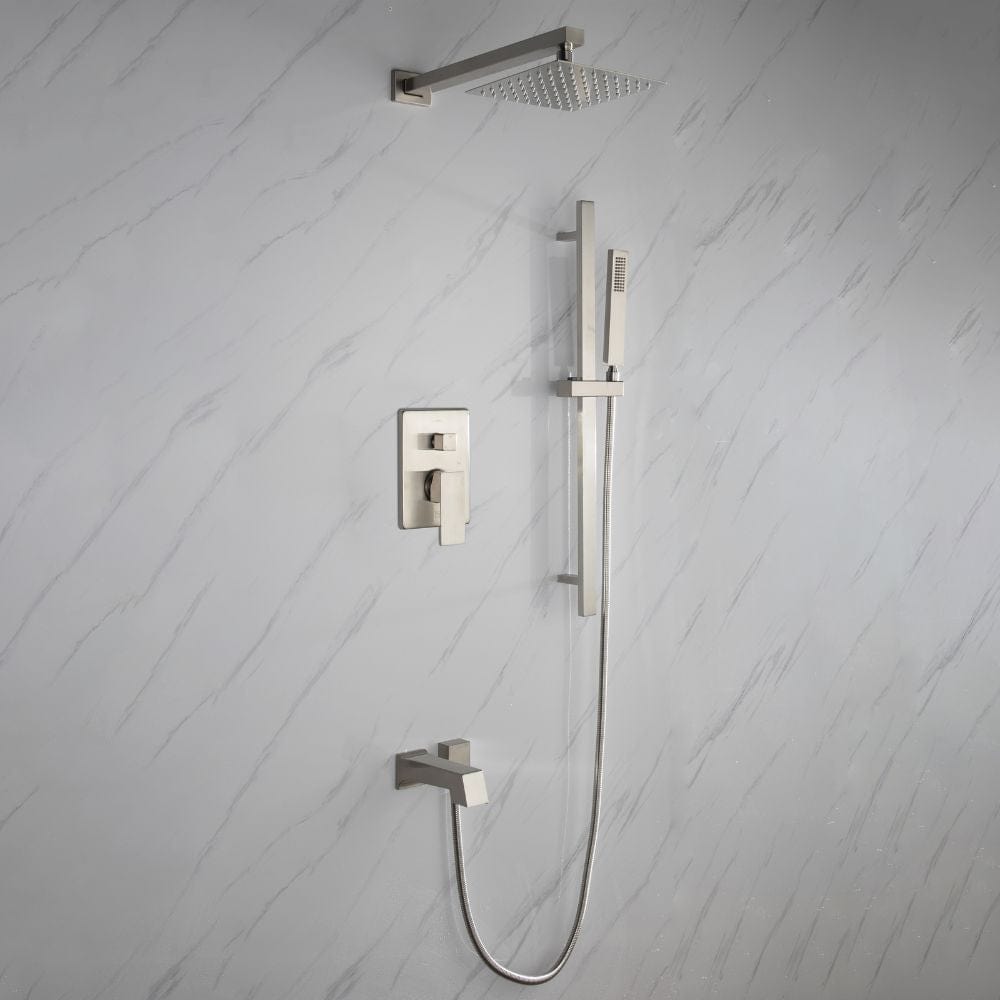 Lexora Cero Set 8" Brushed Nickel Square Rain Shower and Handheld | LSS12011BN