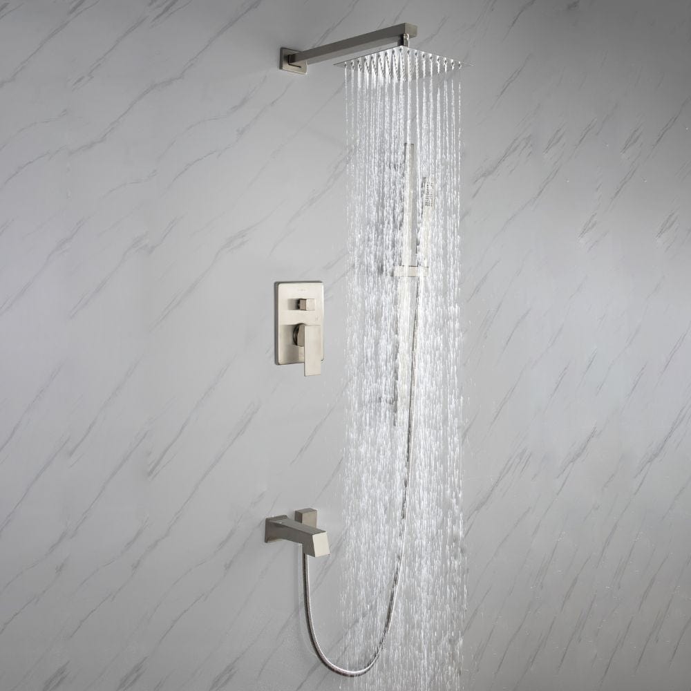 Lexora Cero Set 8" Brushed Nickel Square Rain Shower and Handheld | LSS12011BN