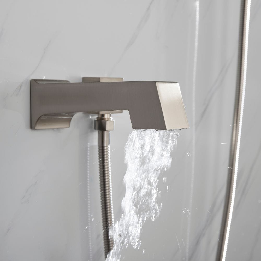 Lexora Cero Set 8" Brushed Nickel Square Rain Shower and Handheld | LSS12011BN