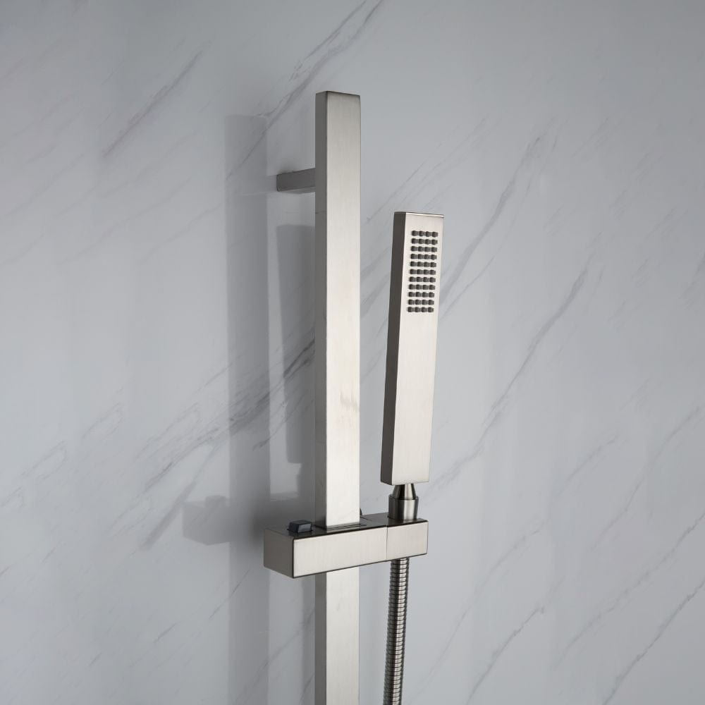 Lexora Cero Set 8" Brushed Nickel Square Rain Shower and Handheld | LSS12011BN