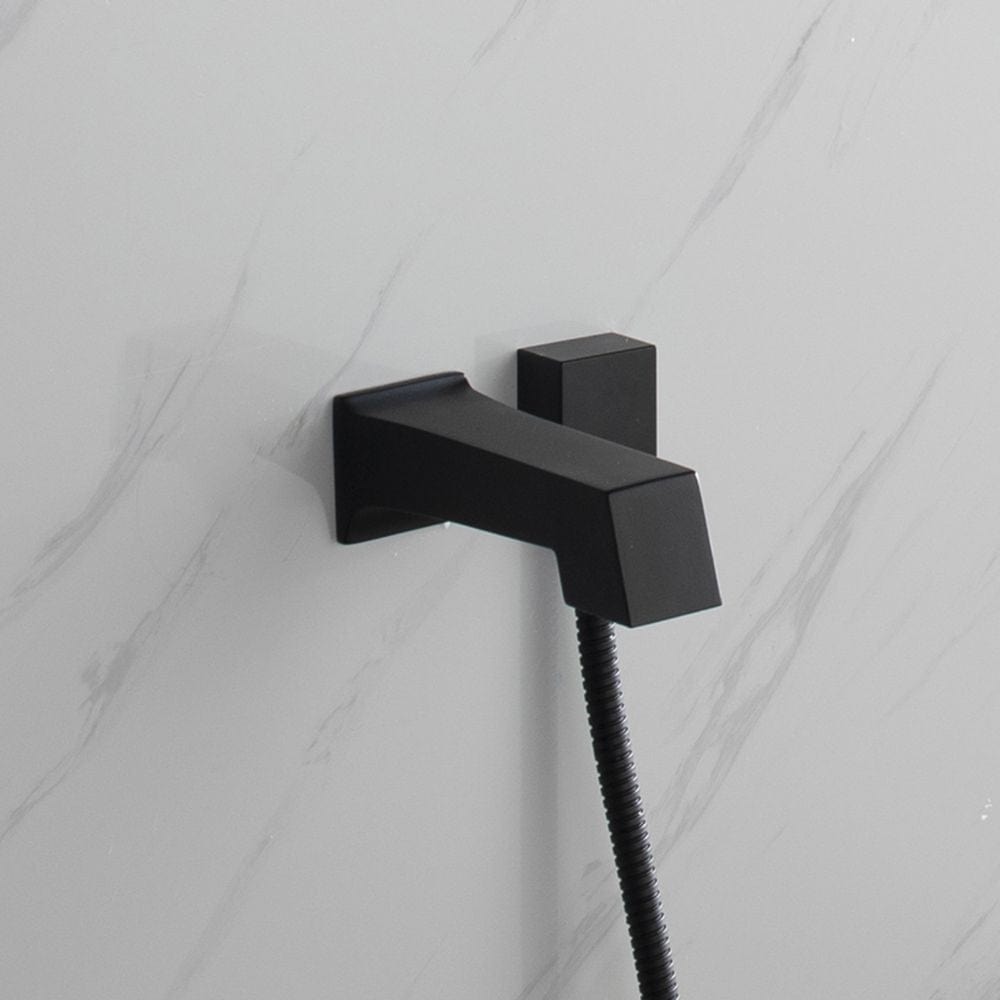 Lexora Cero Set 8" Matte Black Square Rain Shower and Handheld | LSS12011MB