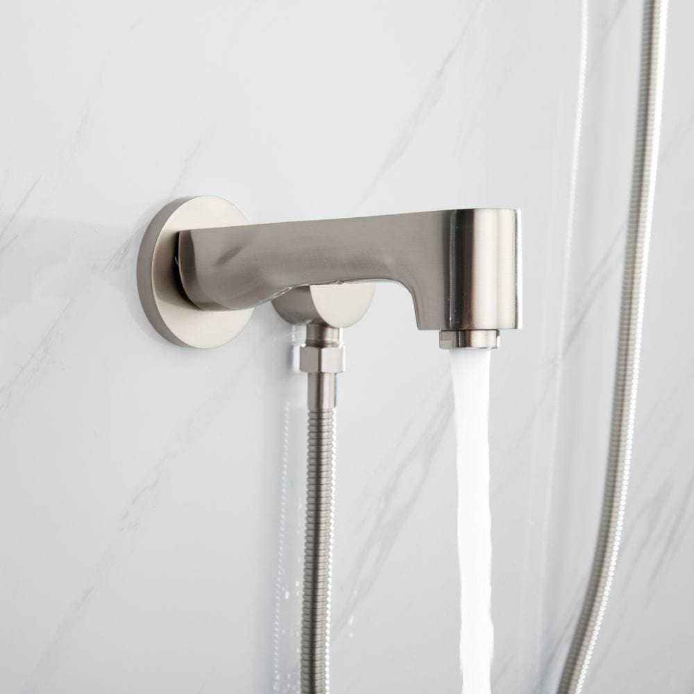 Lexora Luviah Set 8" Brushed Nickel Round Rain Shower and Handheld | LSS13011BN