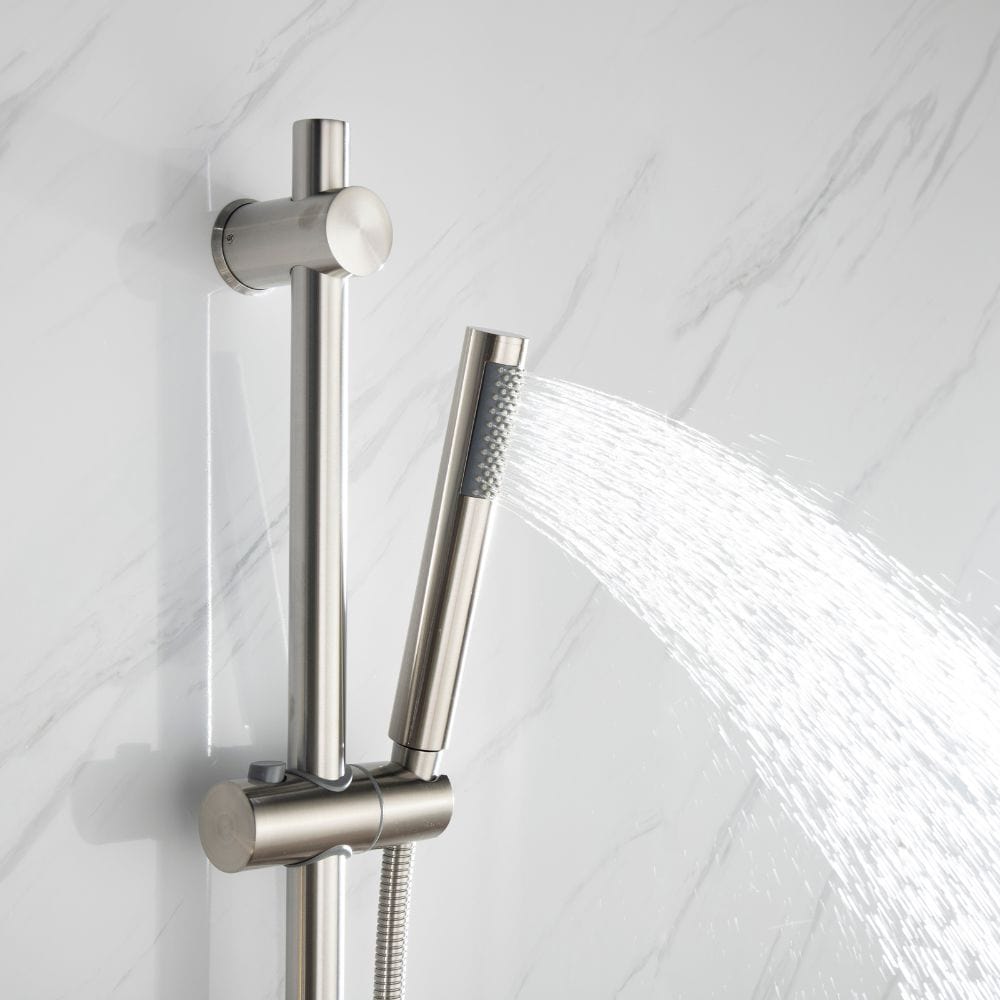 Lexora Luviah Set 8" Brushed Nickel Round Rain Shower and Handheld | LSS13011BN