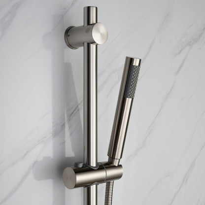 Lexora Luviah Set 8" Brushed Nickel Round Rain Shower and Handheld | LSS13011BN