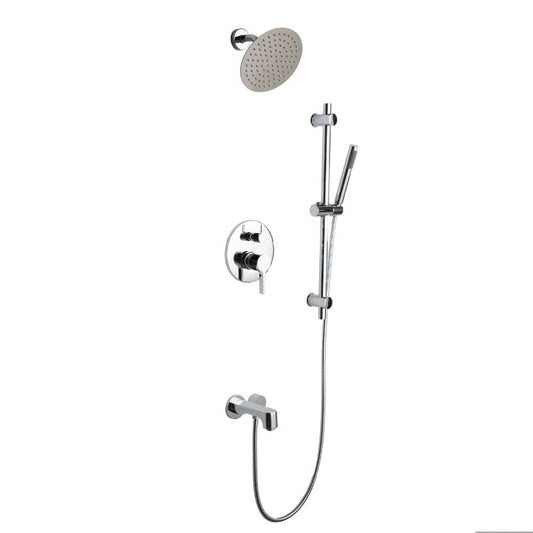 Lexora Luviah Set 8" Chrome Round Rain Shower and Handheld | LSS13011CH