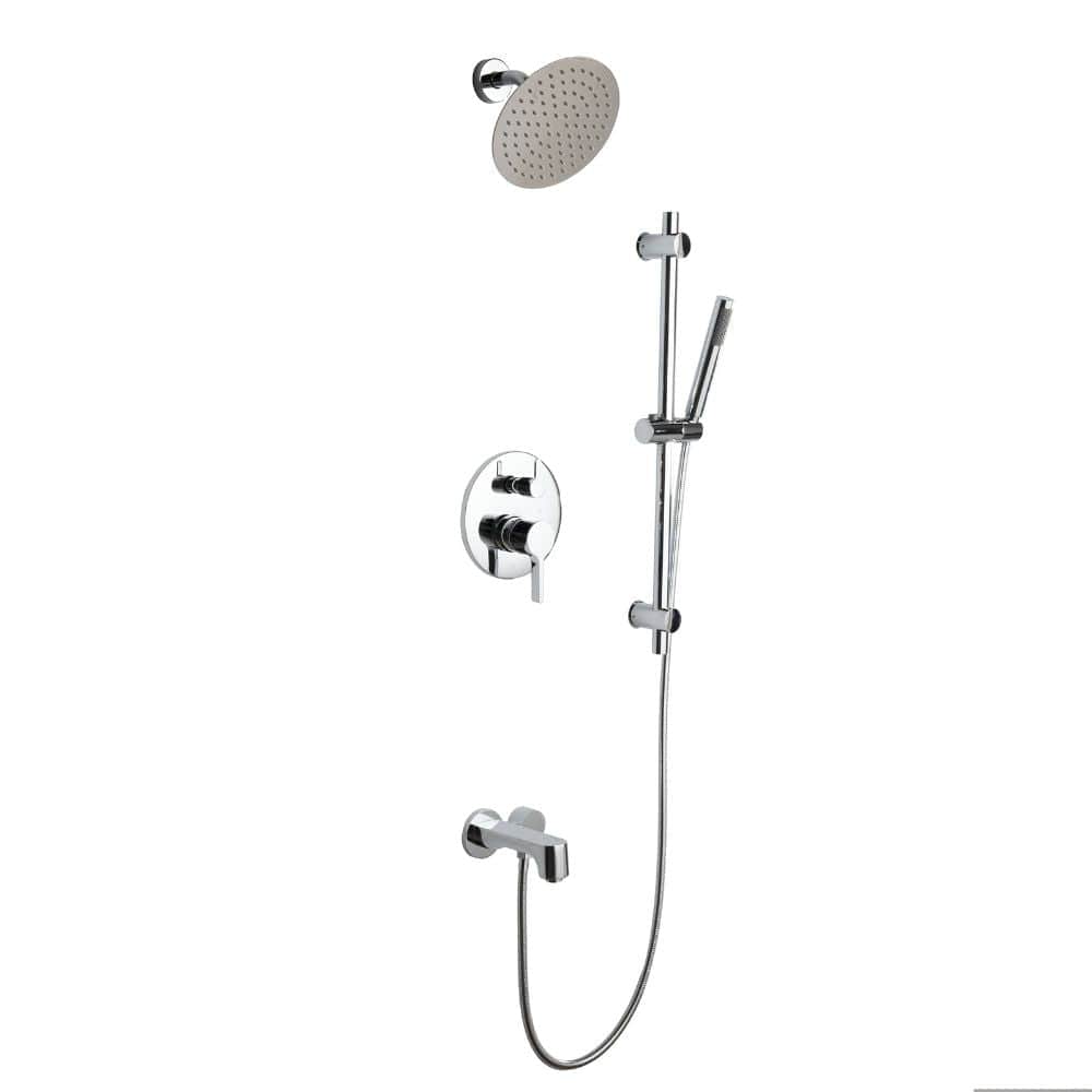 Lexora Luviah Set 8" Chrome Round Rain Shower and Handheld | LSS13011CH