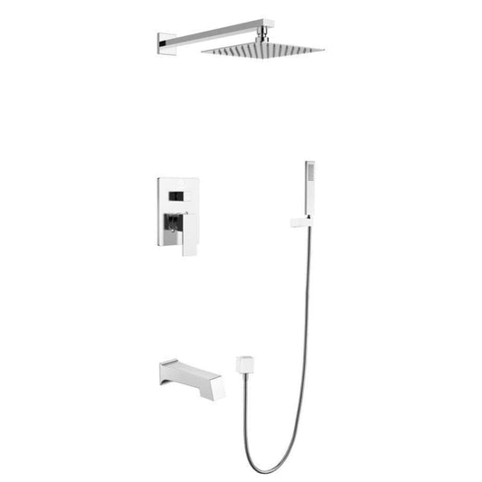 Lexora Monte Celo Set 8" Chrome Square Rain Shower and Handheld | LSS10011CH