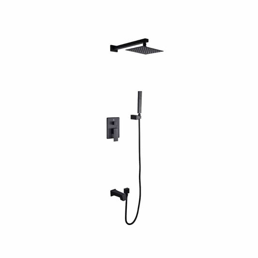 Lexora Monte Celo Set 8" Matte Black Square Rain Shower and Handheld | LSS10011MB