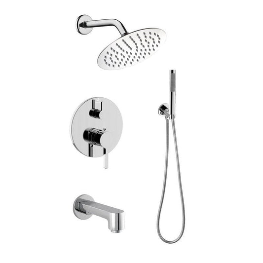 Lexora Salamonio Set 8" Chrome Round Rain Shower and Handheld | LSS11011CH