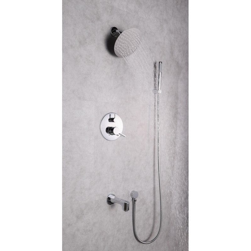 Lexora Salamonio Set 8" Chrome Round Rain Shower and Handheld | LSS11011CH