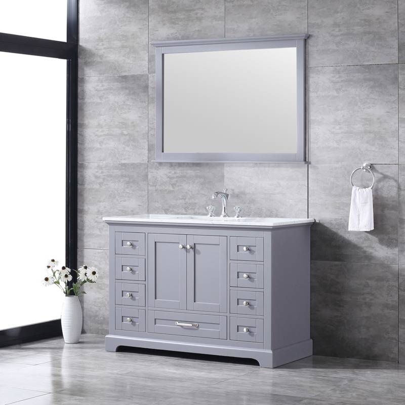 Dukes Dark Grey 48" Single Sink Vanity Set, White Carrara Marble Top | LD342248SBDSM46F