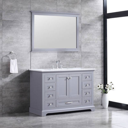 Dukes Dark Grey 48" Single Sink Vanity Set, White Carrara Marble Top | LD342248SBDSM46F