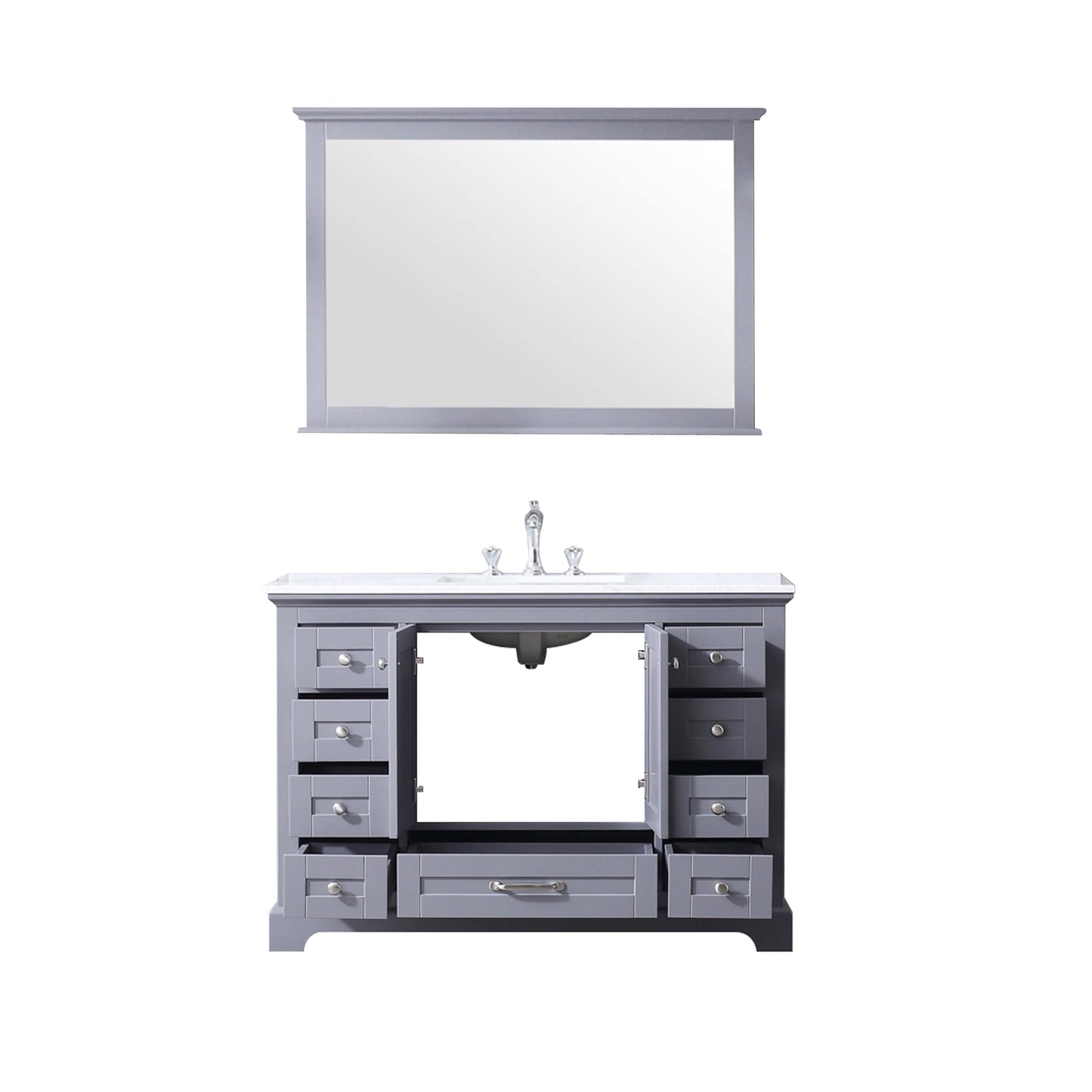 Dukes Dark Grey 48" Single Sink Vanity Set, White Carrara Marble Top | LD342248SBDSM46F