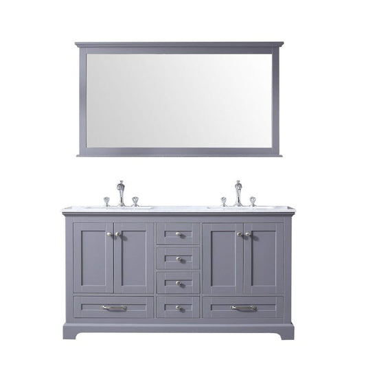 Dukes Dark Grey 60" Double Sink Vanity Set, Carrara Marble Top | LD342260DBDSM58F