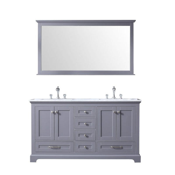 Dukes Dark Grey 60 Double Sink Vanity Set, Carrara Marble Top | LD342260DBDSM58F