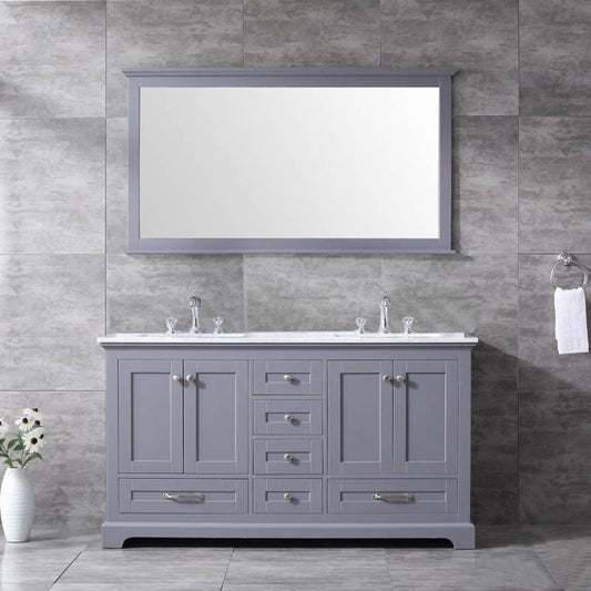 Dukes Dark Grey 60" Double Sink Vanity Set, Carrara Marble Top | LD342260DBDSM58F