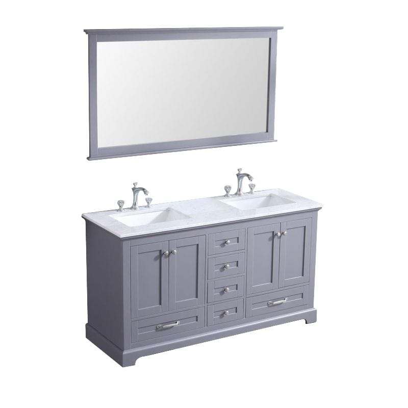 Dukes Dark Grey 60" Double Sink Vanity Set, Carrara Marble Top | LD342260DBDSM58F