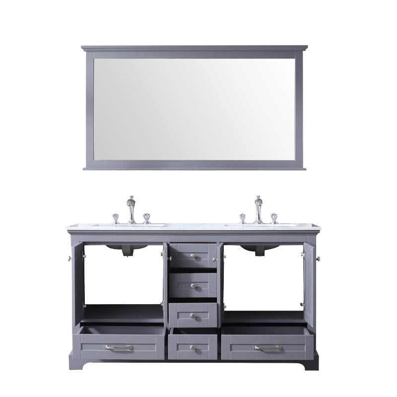 Dukes Dark Grey 60" Double Sink Vanity Set, Carrara Marble Top | LD342260DBDSM58F