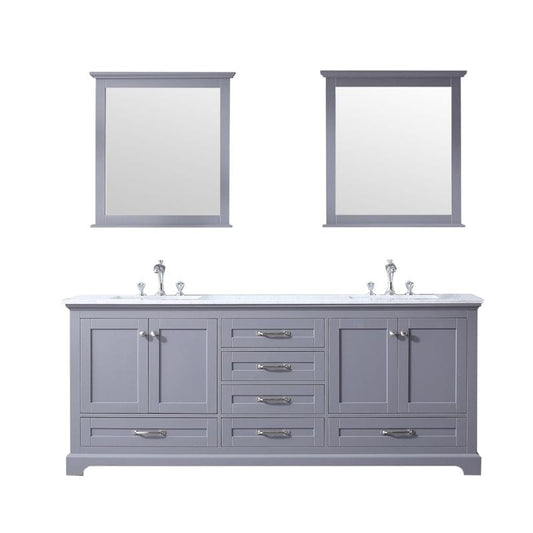 Dukes Dark Grey 80" Double Sink Vanity Set, Carrara Marble Top | LD342280DBDSM30F