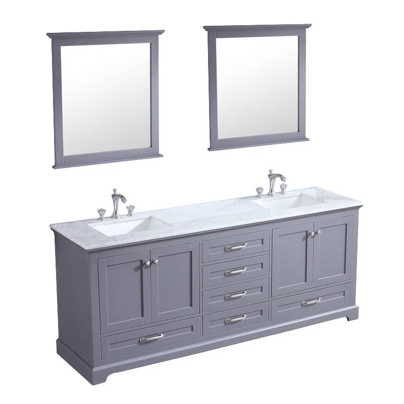 Dukes Dark Grey 80" Double Sink Vanity Set, Carrara Marble Top | LD342280DBDSM30F