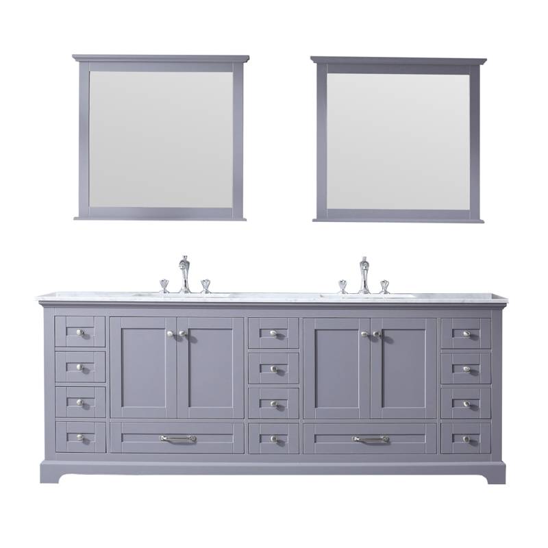 Dukes Dark Grey 84" Double Sink Vanity Set, Carrara Marble Top | LD342284DBDSM34F