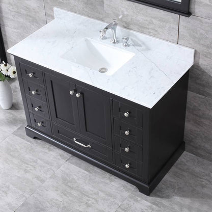 Dukes Espresso 48" Single Sink Vanity Set, Carrara Marble Top | LD342248SGDSM46F