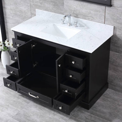 Dukes Espresso 48" Single Sink Vanity Set, Carrara Marble Top | LD342248SGDSM46F