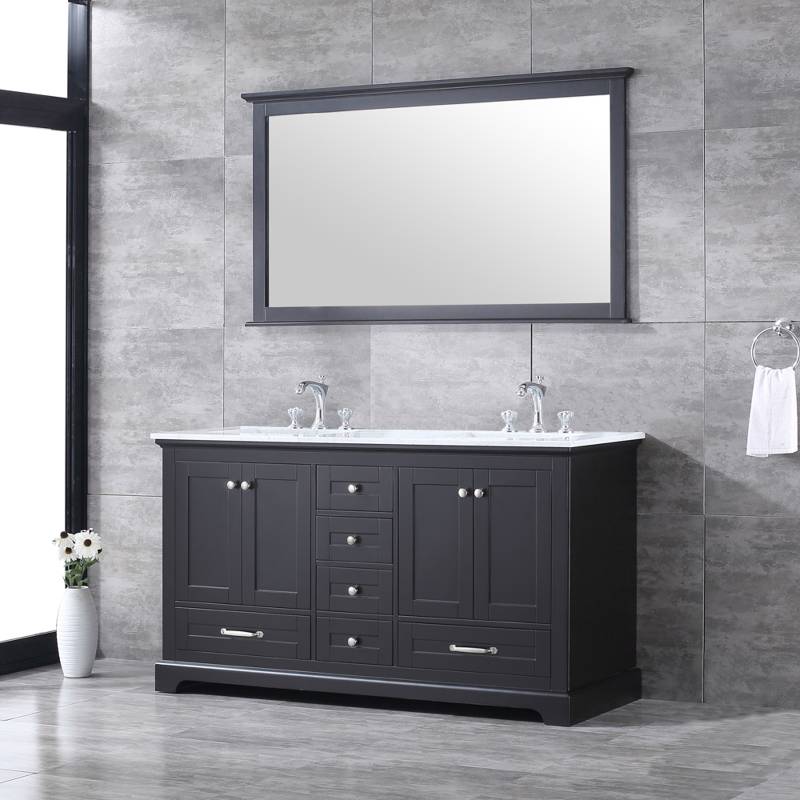 Dukes Espresso 60" Double Sink Vanity Set, Carrara Marble Top | LD342260DGDSM58F