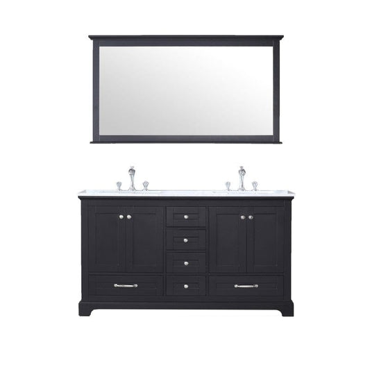 Dukes Espresso 60" Double Sink Vanity Set, Carrara Marble Top | LD342260DGDSM58F