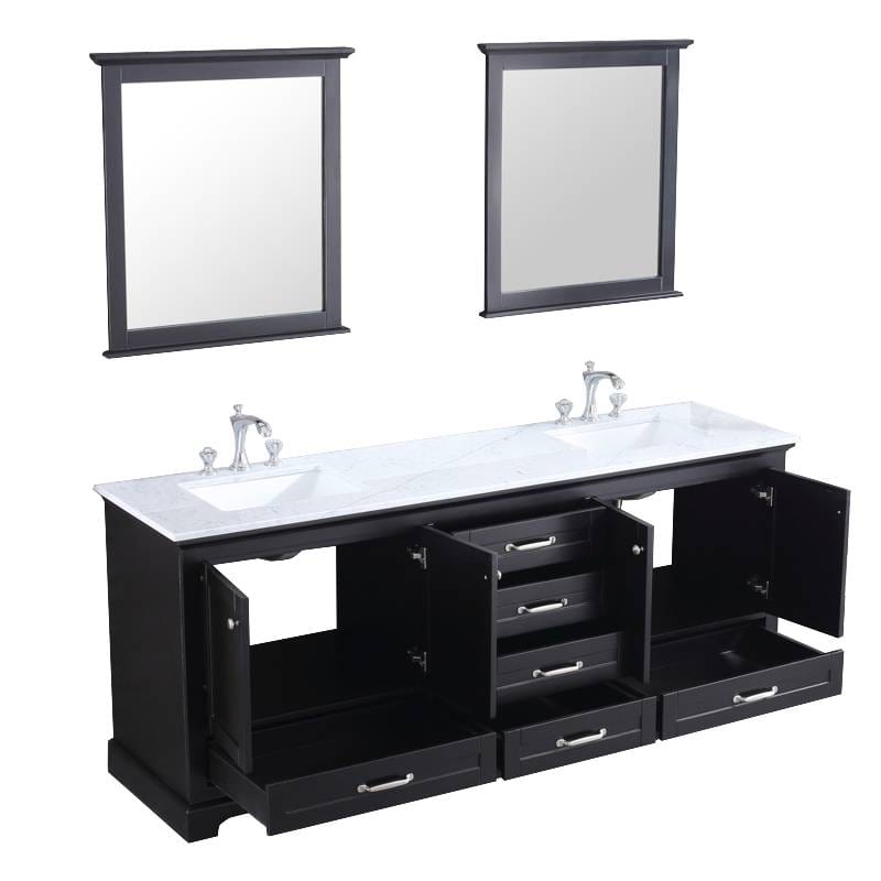 Dukes Espresso 80" Double Sink Vanity Set, Carrara Marble Top | LD342280DGDSM30F