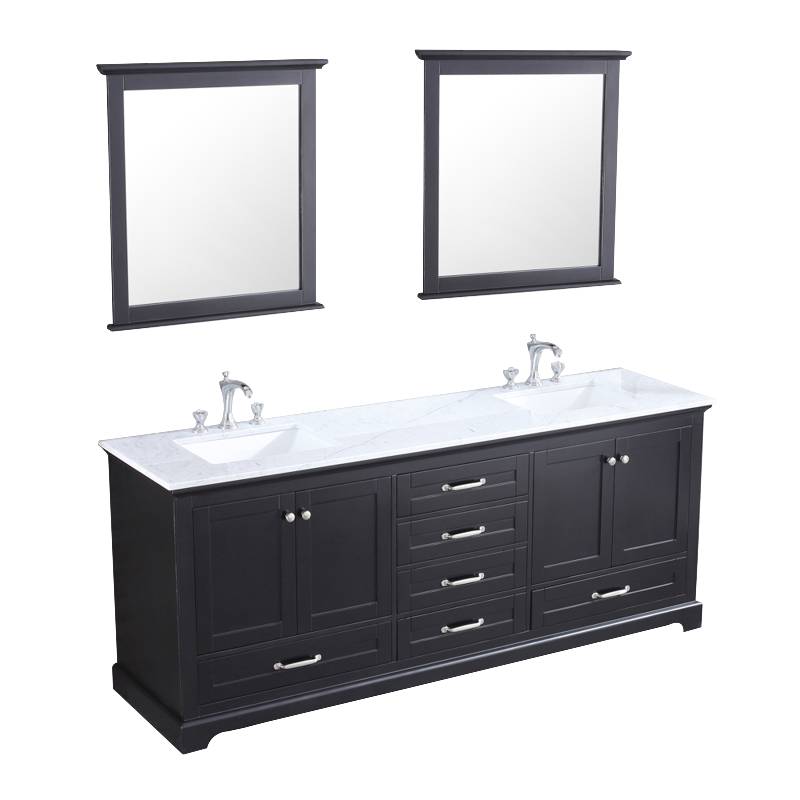 Dukes Espresso 80" Double Sink Vanity Set, Carrara Marble Top | LD342280DGDSM30F