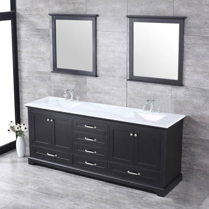 Dukes Espresso 80" Double Sink Vanity Set, Carrara Marble Top | LD342280DGDSM30F
