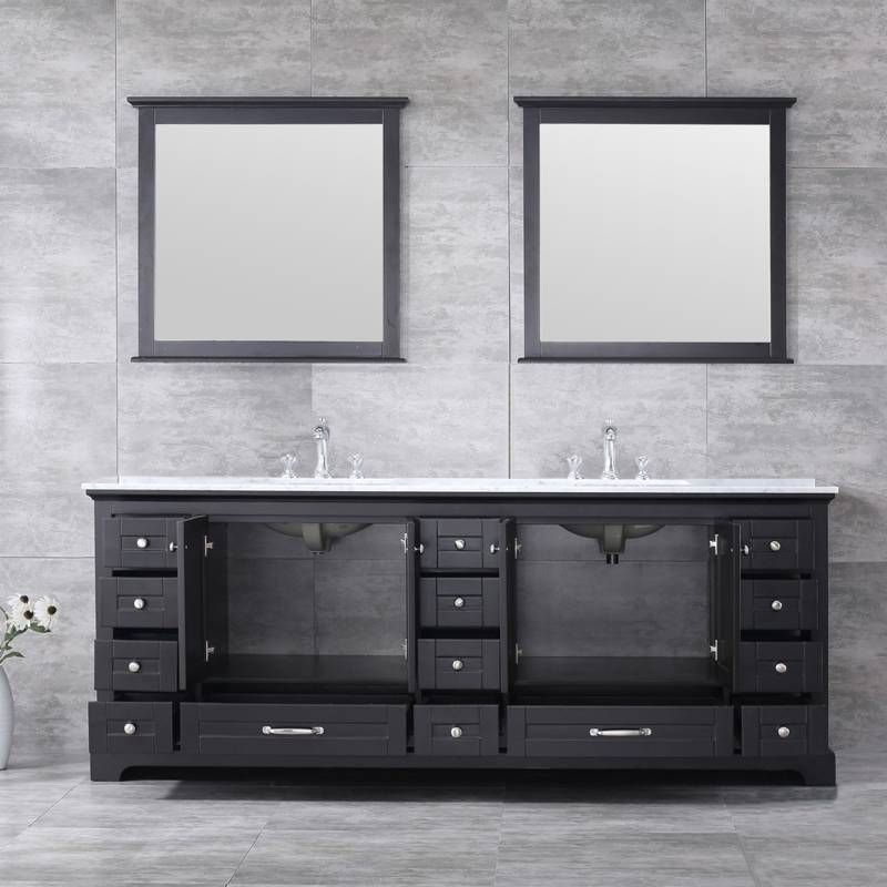 Dukes Espresso 84" Double Sink Vanity Set, Carrara Marble Top | LD342284DGDSM34F