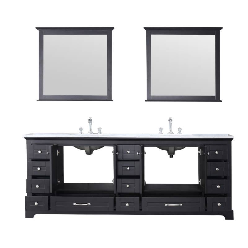 Dukes Espresso 84" Double Sink Vanity Set, Carrara Marble Top | LD342284DGDSM34F