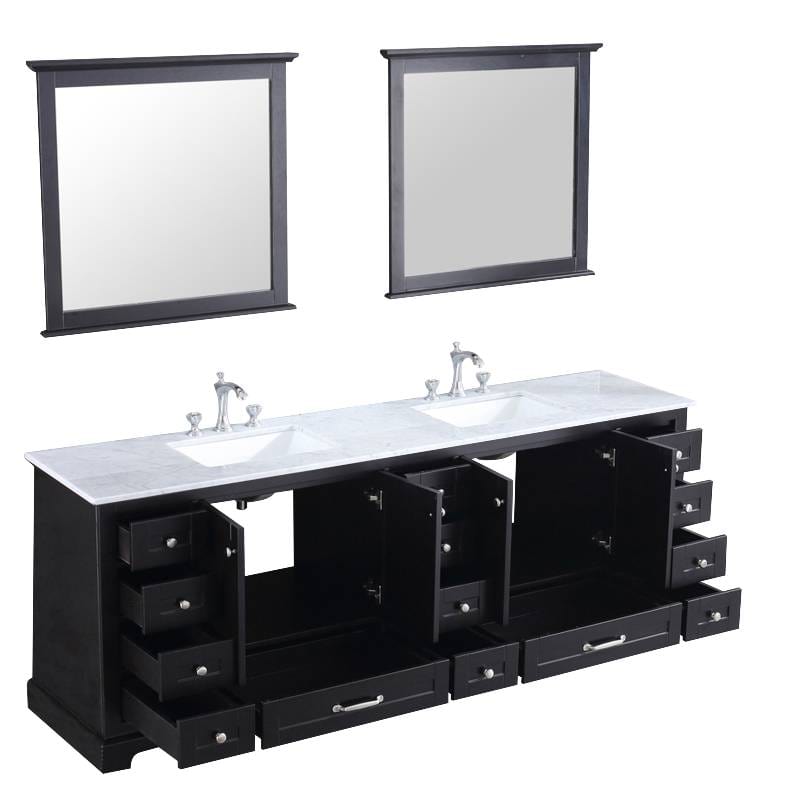 Dukes Espresso 84" Double Sink Vanity Set, Carrara Marble Top | LD342284DGDSM34F