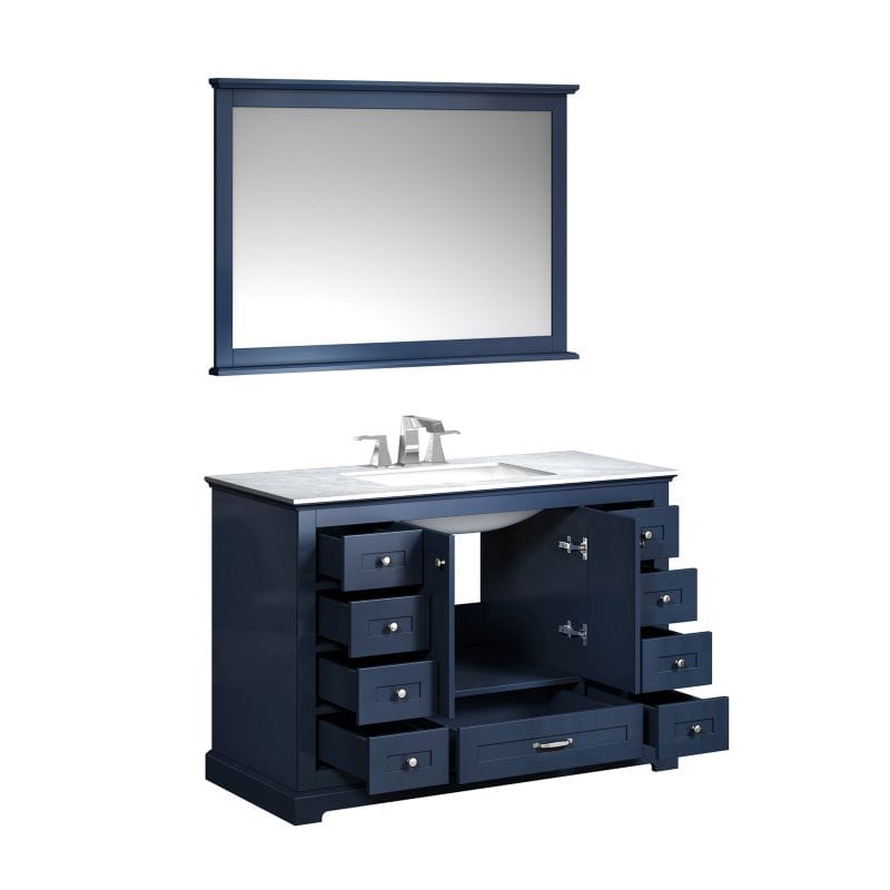 Dukes Navy Blue 48" Single Vanity Set, White Carrara Marble Top | LD342248SEDSM46F