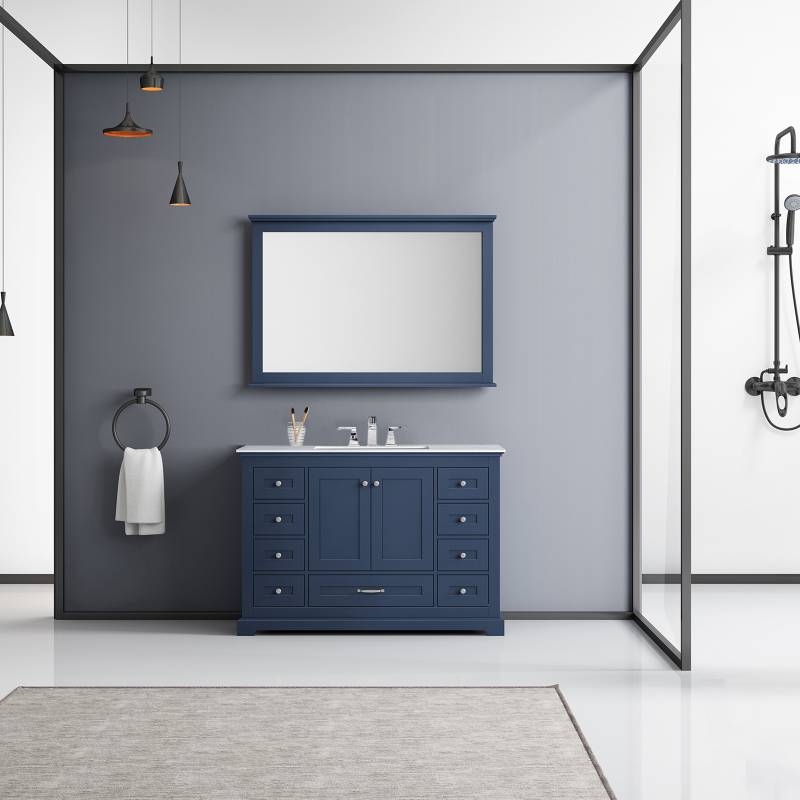 Dukes Navy Blue 48" Single Vanity Set, White Carrara Marble Top | LD342248SEDSM46F