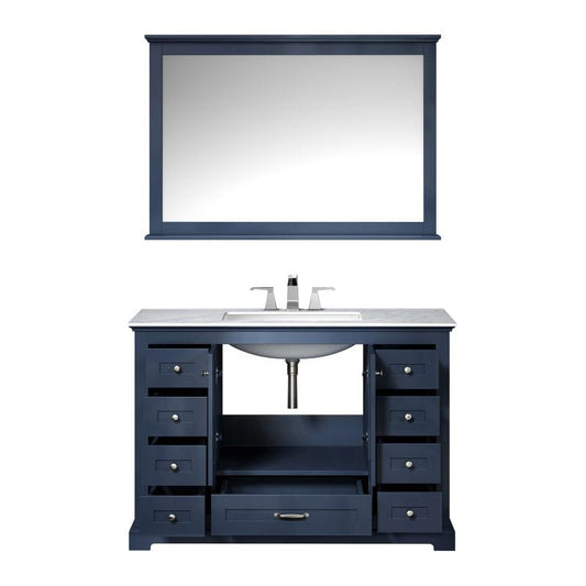 Dukes Navy Blue 48" Single Vanity Set, White Carrara Marble Top | LD342248SEDSM46F