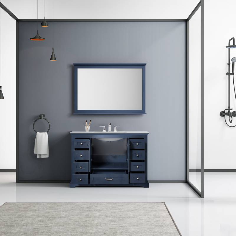 Dukes Navy Blue 48" Single Vanity Set, White Carrara Marble Top | LD342248SEDSM46F