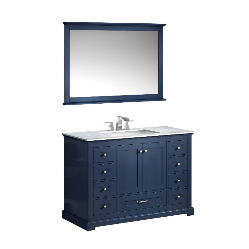 Dukes Navy Blue 48" Single Vanity Set, White Carrara Marble Top | LD342248SEDSM46F
