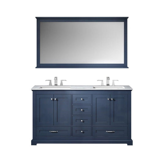 Dukes Navy Blue 60" Double Sink Vanity Set, Carrara Marble Top | LD342260DEDSM58F