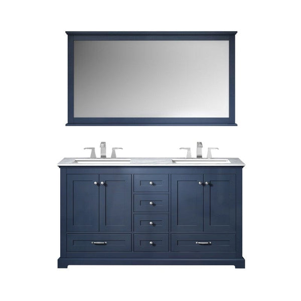 Dukes Navy Blue 60 Double Sink Vanity Set, Carrara Marble Top | LD342260DEDSM58F