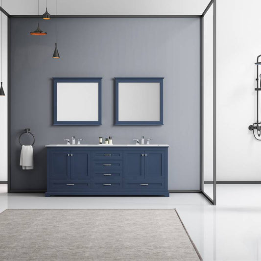 Dukes Navy Blue 80" Double Sink Vanity Set, Carrara Marble Top | LD342280DEDSM30F