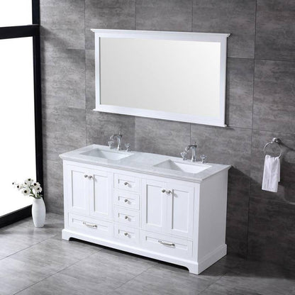 Dukes White 60" Double Sink Vanity Set, Carrara Marble Top | LD342260DADSM58F