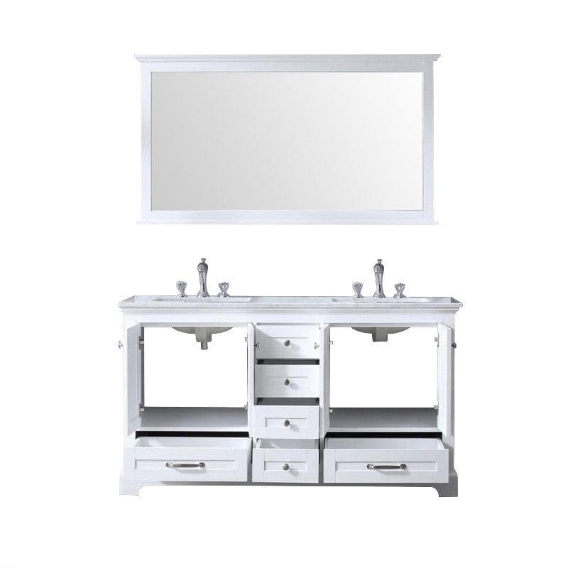 Dukes White 60" Double Sink Vanity Set, Carrara Marble Top | LD342260DADSM58F