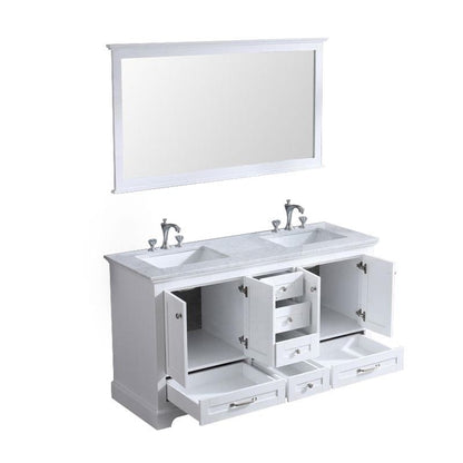 Dukes White 60" Double Sink Vanity Set, Carrara Marble Top | LD342260DADSM58F